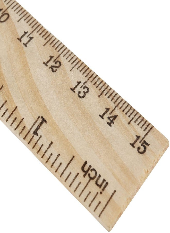 MUKLEI 144 Packs 6 Inch Wooden Rulers, 2 Scales Double Sided Pine Wood Student Ruler Measuring Rulers Straightedge for Home, School, Office, Craft Uses, 15 cm - Image 3