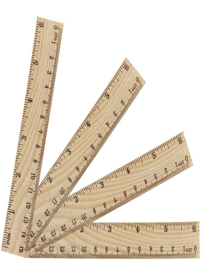 MUKLEI 144 Packs 6 Inch Wooden Rulers, 2 Scales Double Sided Pine Wood Student Ruler Measuring Rulers Straightedge for Home, School, Office, Craft Uses, 15 cm - Image 4