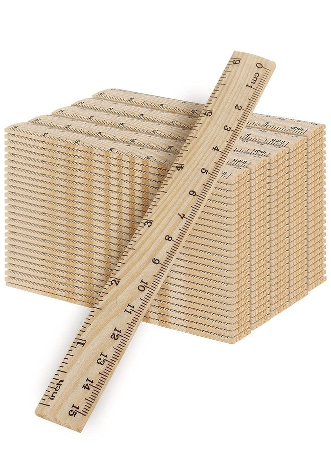 MUKLEI 144 Packs 6 Inch Wooden Rulers, 2 Scales Double Sided Pine Wood Student Ruler Measuring Rulers Straightedge for Home, School, Office, Craft Uses, 15 cm - Image 1