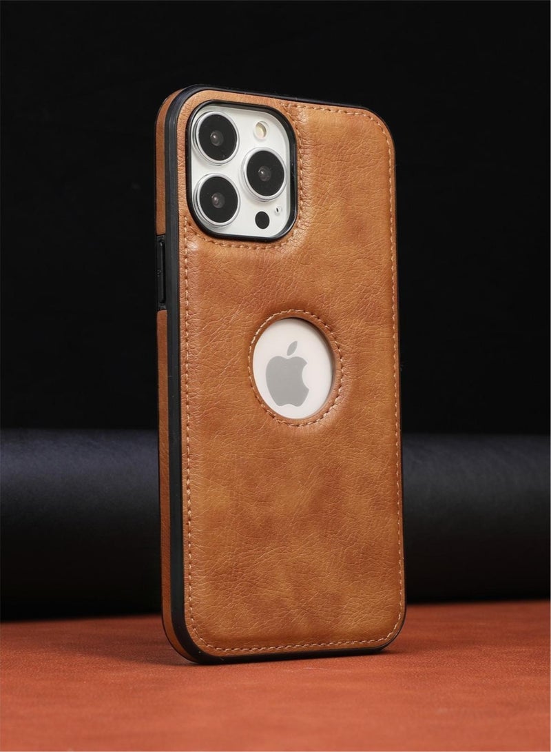 Leather Protective Case For iPhone 15 Pro Max 6.7 inch Brown - Image 4