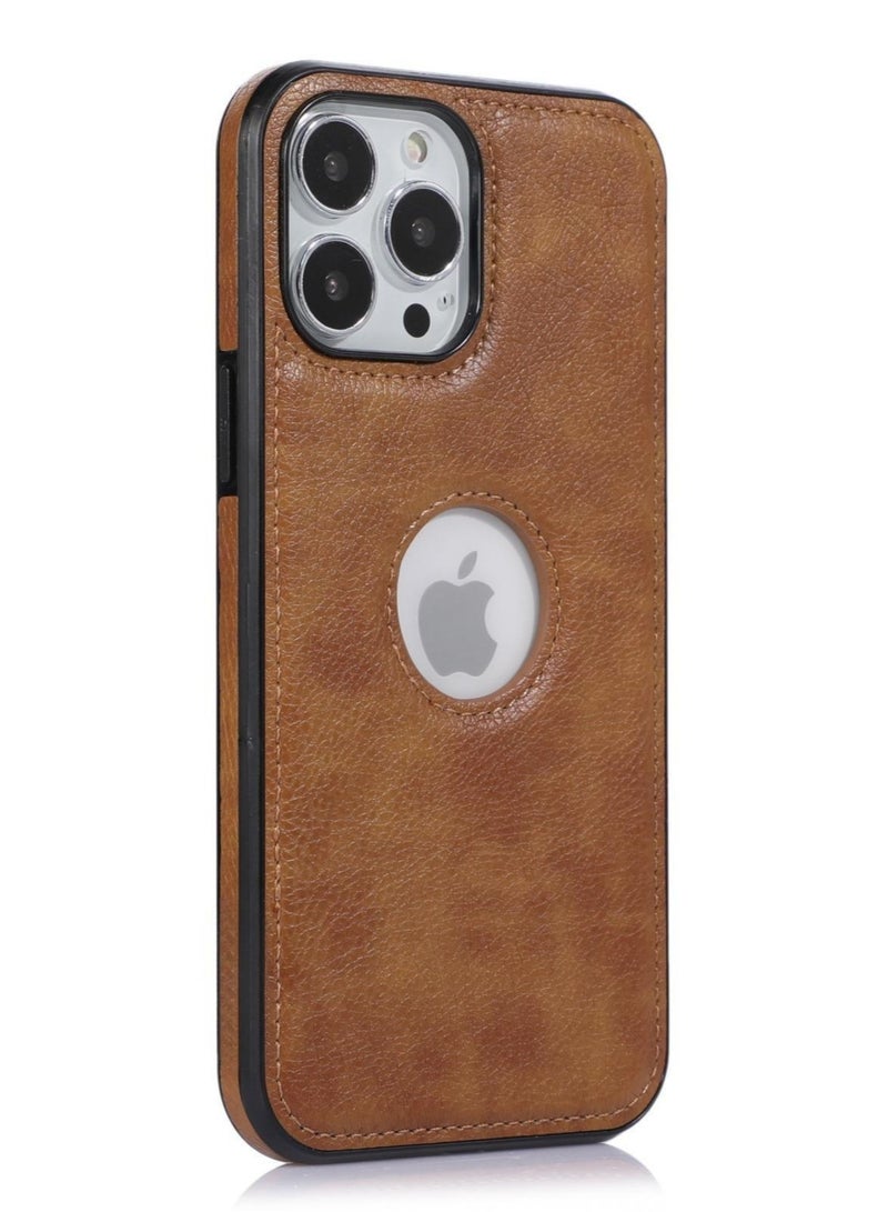 Leather Protective Case For iPhone 15 Pro Max 6.7 inch Brown - Image 2