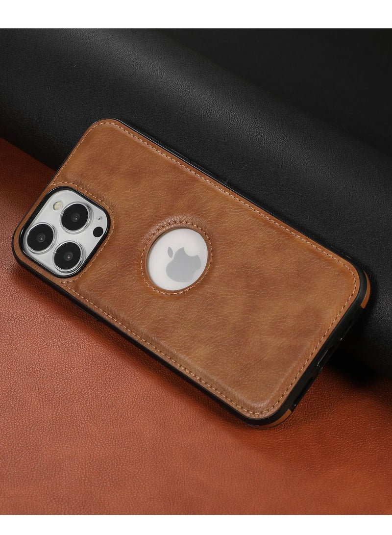 Leather Protective Case For iPhone 15 Pro Max 6.7 inch Brown - Image 5