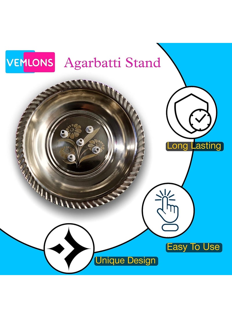 Vemlons Vemlons Agarbatti Stand with Ash Catcher Agarbatti Holder with Plate Incense Stick Holder 5 Sticks  - Image 2