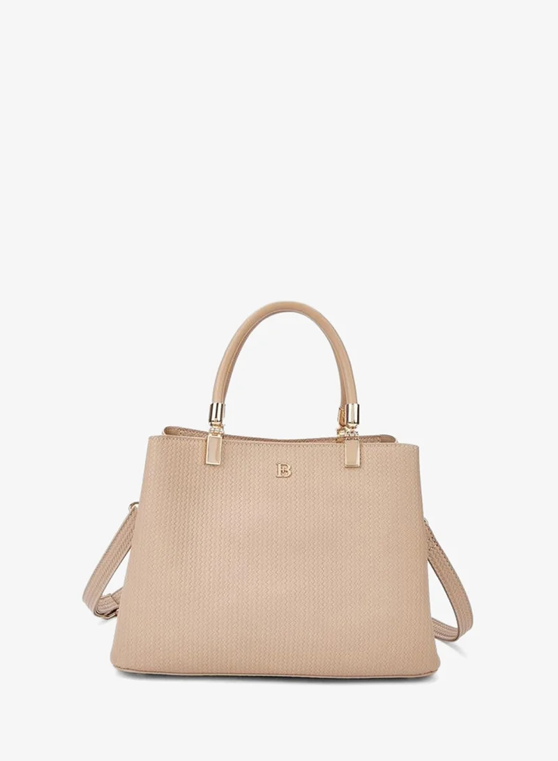 Textured Tote Bag with Detachable Strap