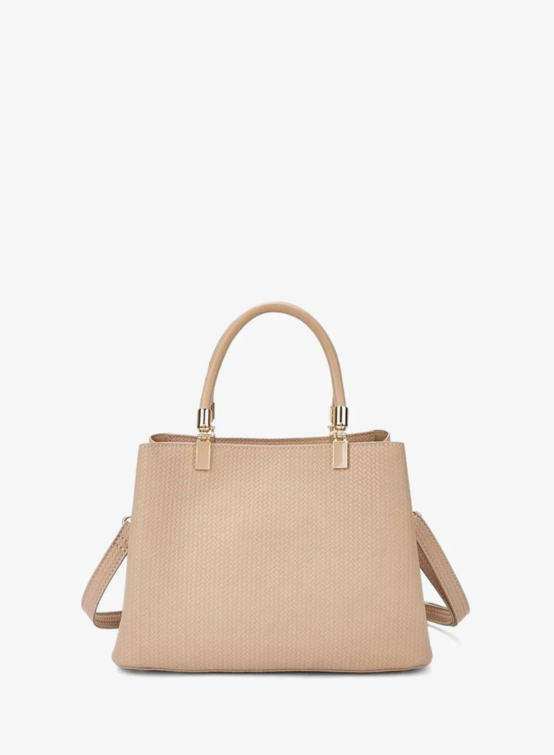 Flora Bella By Shoexpress BEIGE Textured Tote Bag with Detachable Strap for Women | Best Price UAE