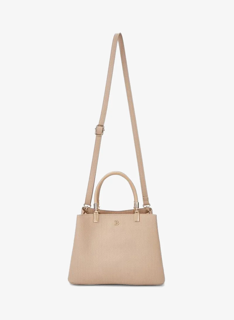 Flora Bella By Shoexpress BEIGE Textured Tote Bag with Detachable Strap for Women | Best Price UAE