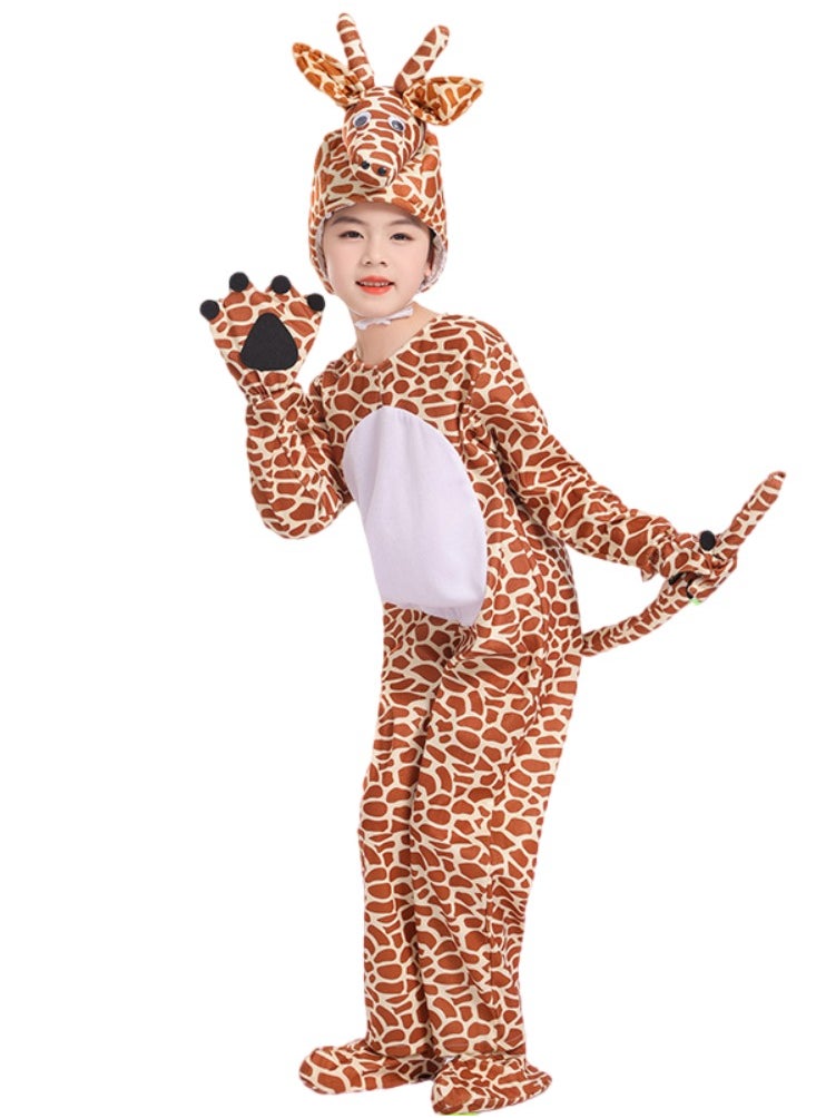 Al Aoyama Giraffe Animal Costume, Cartoon Plush Jumpsuit for Kids Family Matching Stage Performance Outfit, Role Play Game Suit (110-170cm)  - Image 1