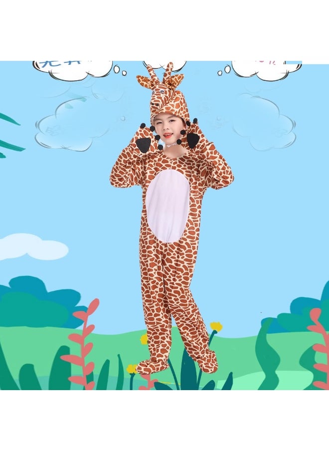 Al Aoyama Giraffe Animal Costume, Cartoon Plush Jumpsuit for Kids Family Matching Stage Performance Outfit, Role Play Game Suit (110-170cm)  - Image 2