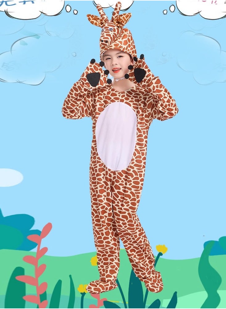 Al Aoyama Giraffe Animal Costume, Cartoon Plush Jumpsuit for Kids Family Matching Stage Performance Outfit, Role Play Game Suit (110-170cm)  - Image 4