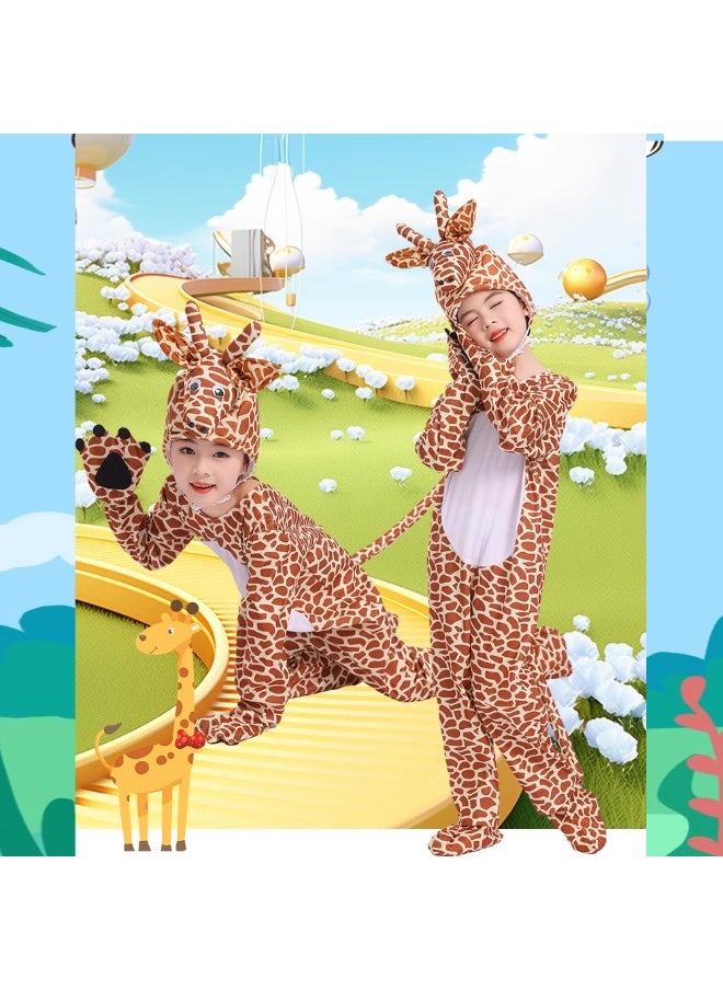 Al Aoyama Giraffe Animal Costume, Cartoon Plush Jumpsuit for Kids Family Matching Stage Performance Outfit, Role Play Game Suit (110-170cm)  - Image 5