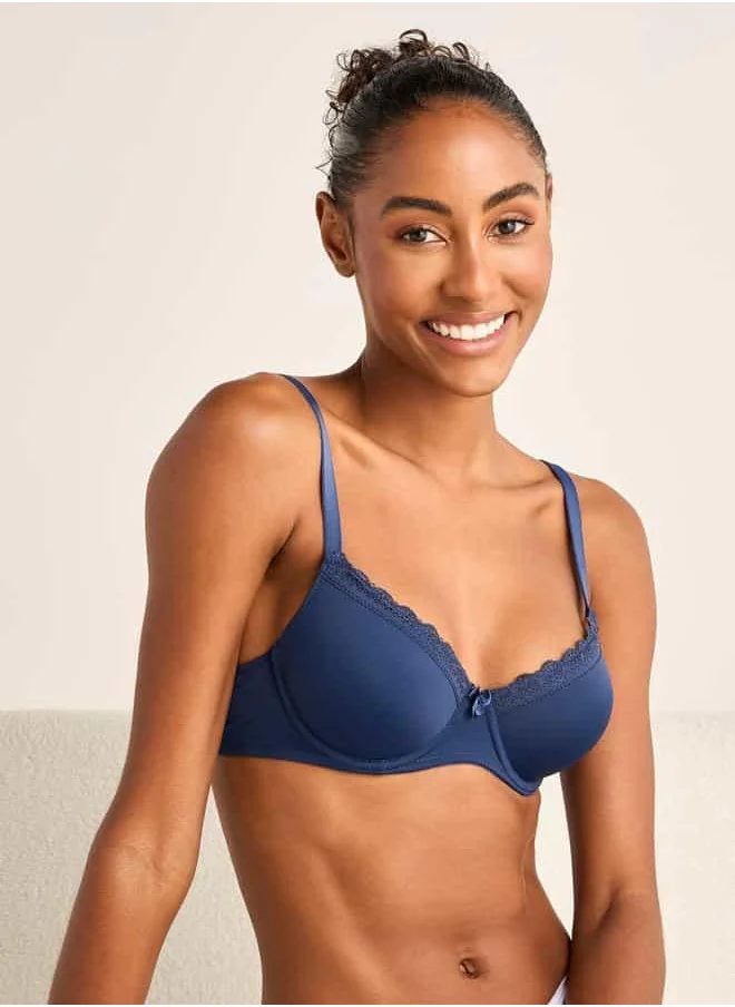 فاف Set of 2 - Bow and Lace Detail Demi Bra with Adjustable Straps