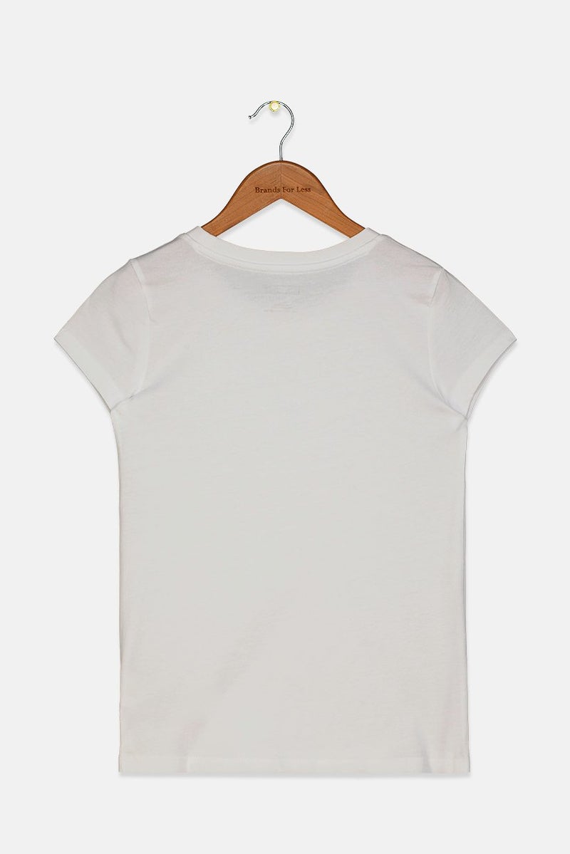 PUMA Kid Girls Round Neck Short Sleeve Brand Logo T-shirt, White - Image 2