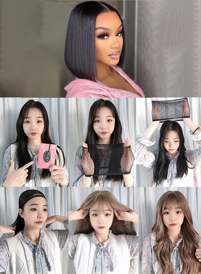 High Temperature Silk Machine Woven Medium Split Wave Wig - Image 3