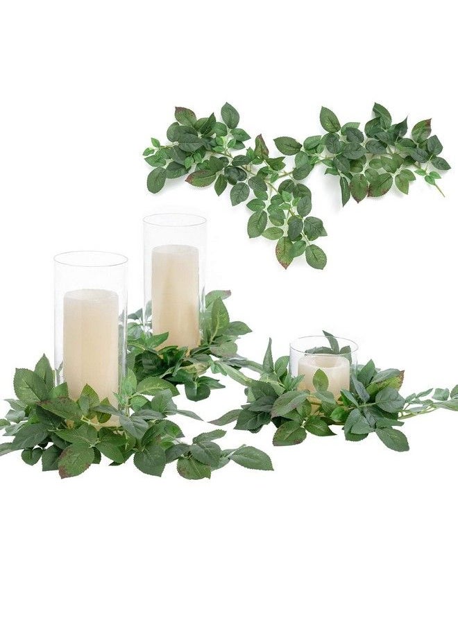 Ling's moment Greenery Artificial Rose Leaf Garland For Lanterns Decoration 6Pcs Spliceable Wedding Short Vine Wreath For Diy Floral Arrangement Table Centerpieces 13.78Ft Basic Green  - Image 2