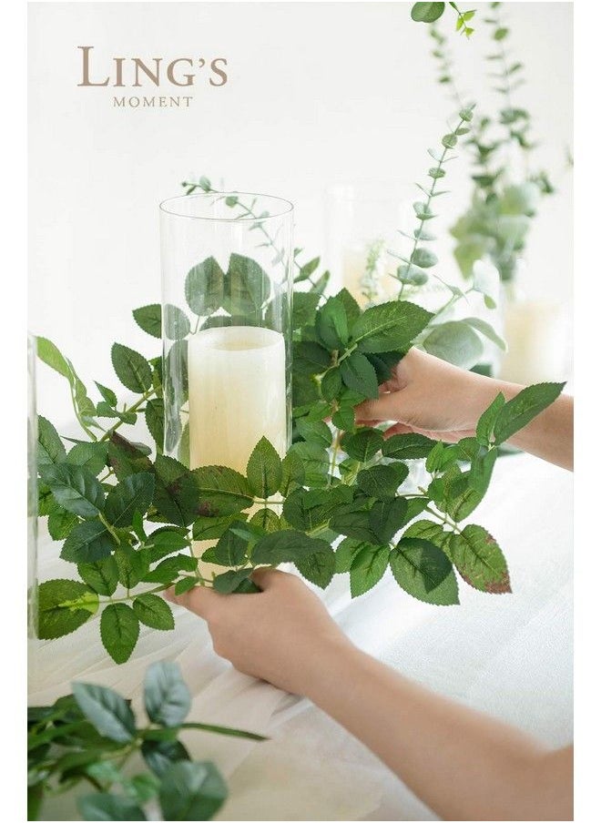 Ling's moment Greenery Artificial Rose Leaf Garland For Lanterns Decoration 6Pcs Spliceable Wedding Short Vine Wreath For Diy Floral Arrangement Table Centerpieces 13.78Ft Basic Green  - Image 5