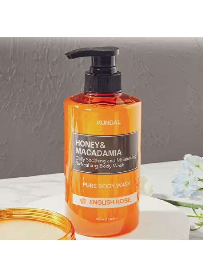 Kundal Honey and Macadamia Pure Body Wash English Rose - 500mL - Image 2