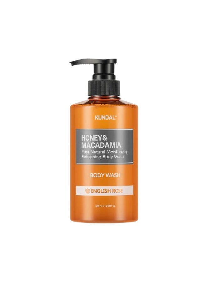 Kundal Honey and Macadamia Pure Body Wash English Rose - 500mL - Image 1