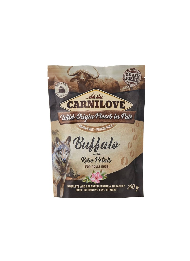 CARNILOVE Carnilove - Buffalo With Rose Blossom For Adult Dogs (Wet Food Pouches) 300g 