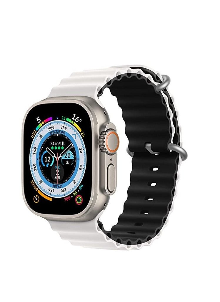Generic - Compatible with Apple Watch Band 49mm 45mm 44mm 42mm  Adjustable Silicone Sport Loop Ocean Strap Men Women for iWatch Bands Series Ultra 8 7 6 5 4 3 2 1 SE - Image 1