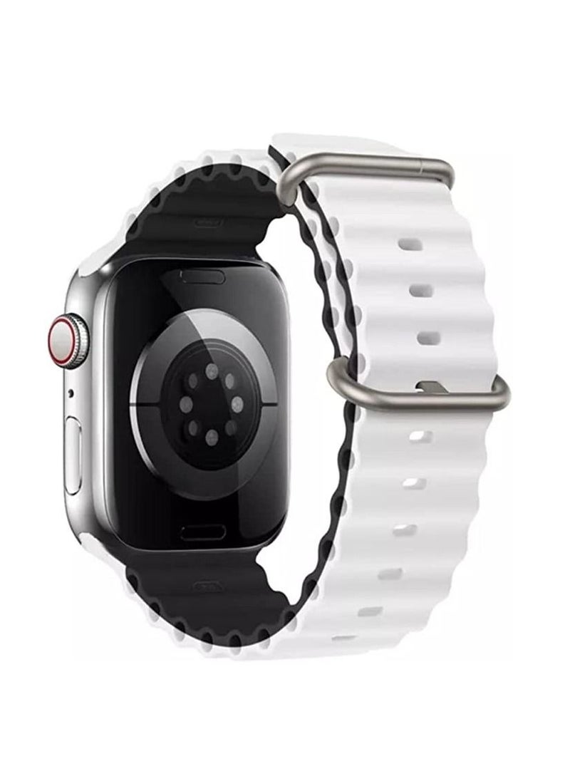 Generic - Compatible with Apple Watch Band 49mm 45mm 44mm 42mm  Adjustable Silicone Sport Loop Ocean Strap Men Women for iWatch Bands Series Ultra 8 7 6 5 4 3 2 1 SE - Image 1