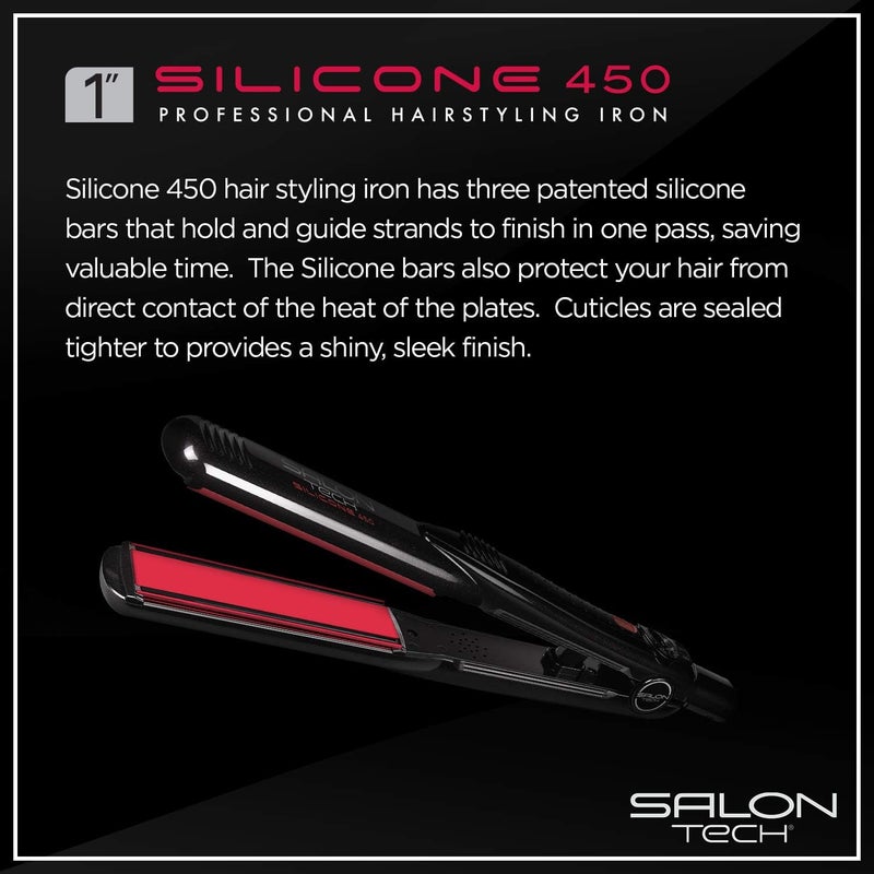 SALON TECH Silicone Flat Iron - Professional Ceramic and Silicone Hair Straightener with 450 Degree Heat (1 Inch) - Image 5