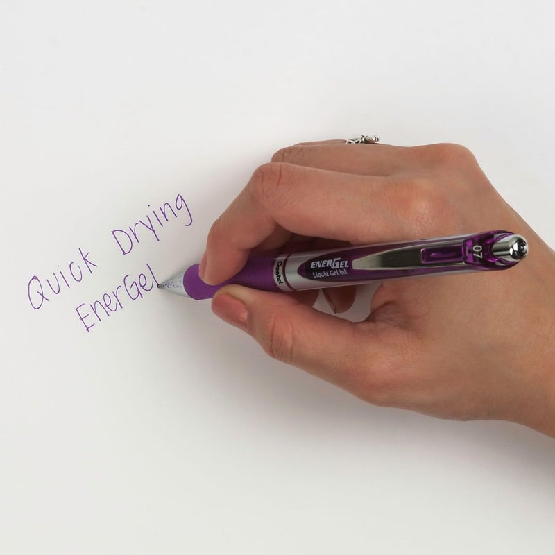 بنتل قلم من نوع Pentel EnerGel قابل للسحب، نهاية معدنية، سمك القلم 0.7 مم، يمكن إعادة تعبئته، لون الحبر بنفسجي (PENBL77V)، سعر 5.000 - Image 4