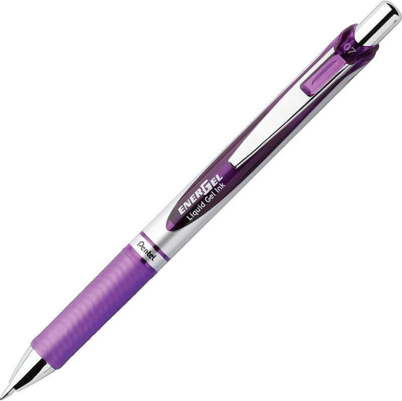 بنتل قلم من نوع Pentel EnerGel قابل للسحب، نهاية معدنية، سمك القلم 0.7 مم، يمكن إعادة تعبئته، لون الحبر بنفسجي (PENBL77V)، سعر 5.000 - Image 5