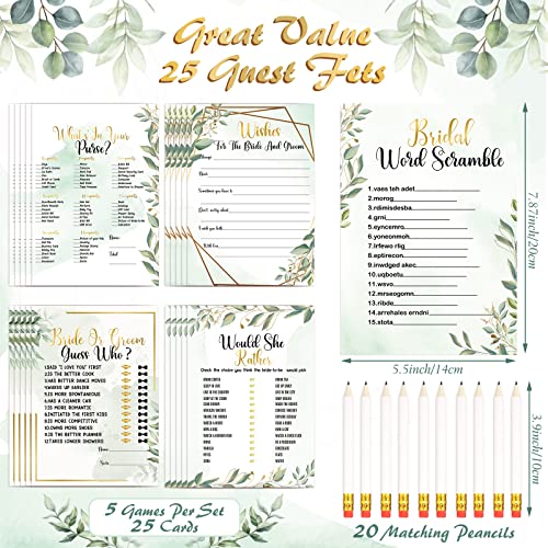 Teling 145 Pieces Bridal Shower Game Bridal Shower Favors Set Wedding Games Cards and Pencils for Bride Groom Bachelorette Party Wedding Party Favor(Eucalyptus Style) - Image 2