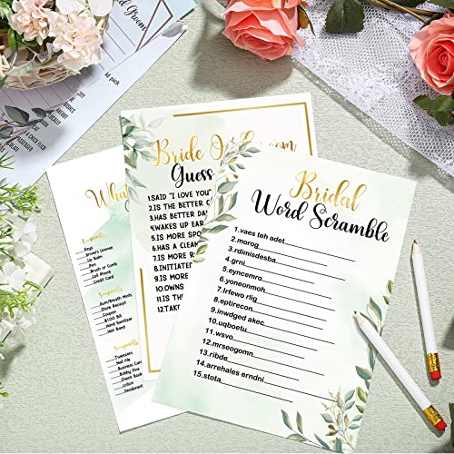 Teling 145 Pieces Bridal Shower Game Bridal Shower Favors Set Wedding Games Cards and Pencils for Bride Groom Bachelorette Party Wedding Party Favor(Eucalyptus Style) - Image 5