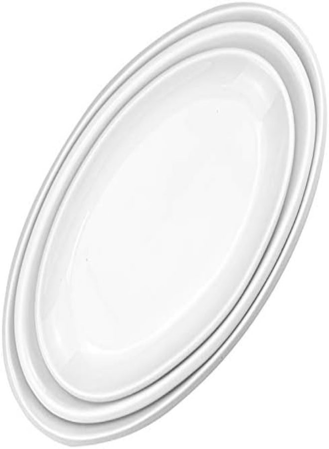 AKDC Foraineam Set Of 3 Sizes Porcelain Oval Serving Platters White Dinner Plates Serving Dishes For Party, Dessert, Sushi, Fish - Image 4