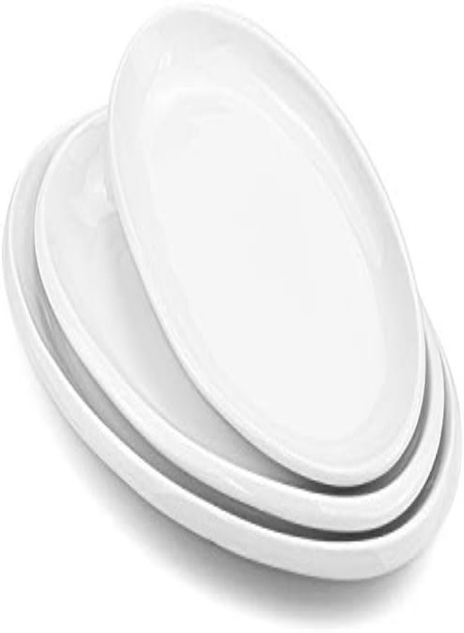 AKDC Foraineam Set Of 3 Sizes Porcelain Oval Serving Platters White Dinner Plates Serving Dishes For Party, Dessert, Sushi, Fish - Image 1