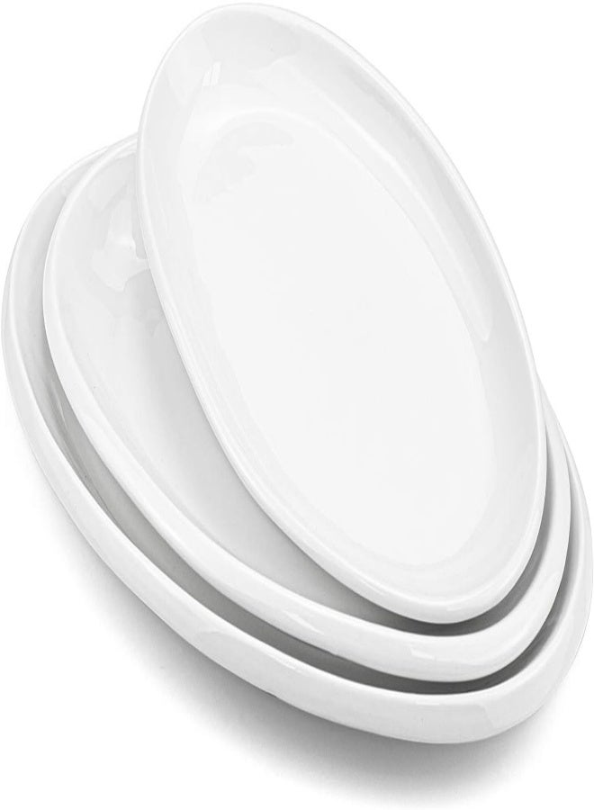 AKDC Foraineam Set Of 3 Sizes Porcelain Oval Serving Platters White Dinner Plates Serving Dishes For Party, Dessert, Sushi, Fish - Image 3