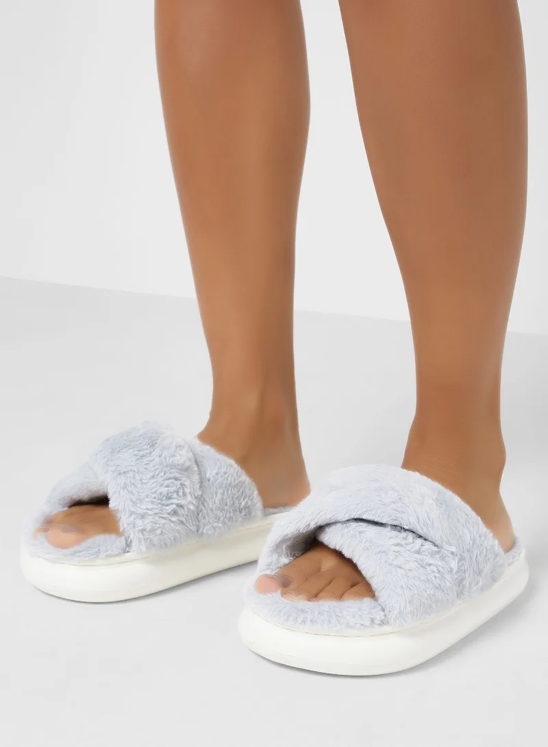 Ginger Criss Cross Fluffy Bedroom Slipper