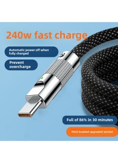 Bold 240W Data Line Typec Fast Charging For Huawei Glory Xiaomi Mobile Phone Tablet Typec Charging Line 7A-Color:Noble Black [bold 3-pack] Flat Round Blind Plug- 1.0m [official Premium Bold] Flash Charging With Night Light
