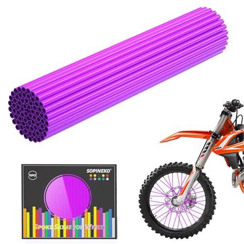 SOPINEKO 72Pcs Spoke Skins Covers Spoke Wraps Wheel Decoration for Motorcycle Bicycle Dirt Bike WheelchairPurple - Image 1
