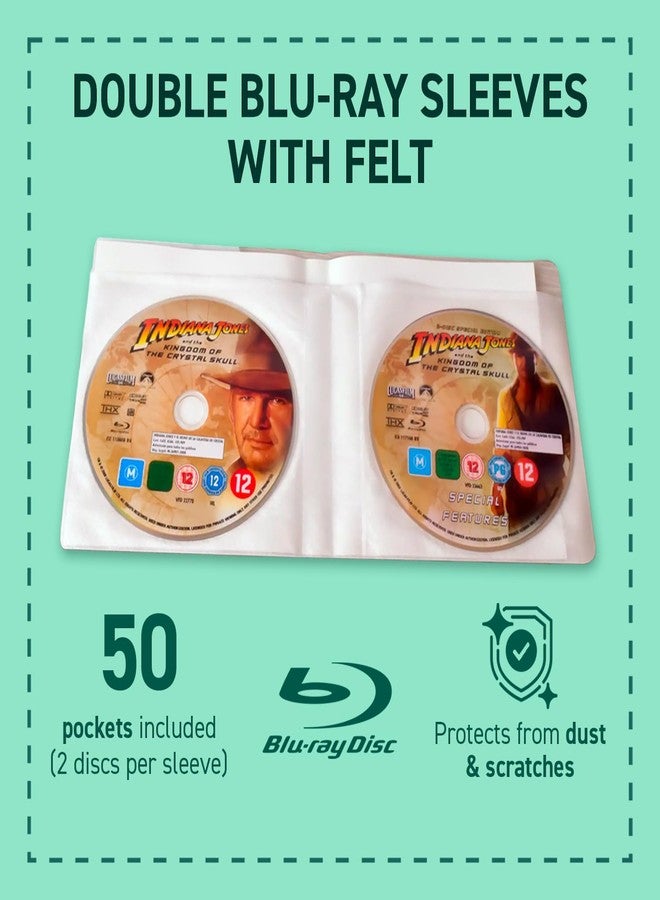 تاريفولد غلاف حماية لأقراص بلو راي من DJOIS by Tarifold - مصنوع من البولي بروبيلين بسماكة 120 ميكرون - 50 غلافًا - سعة 100 قرص - متين - صنع في الدنمارك - Image 2