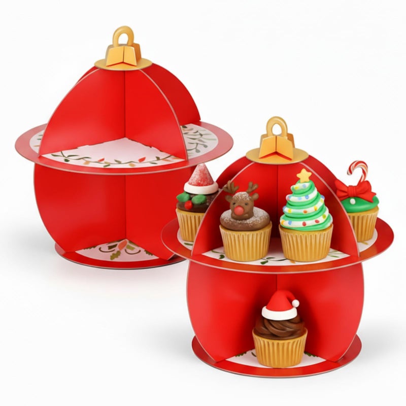 Willinglong 2 Pcs Valentine's Day Cupcake Stand 3 Tier Heart Red Cupcake Stand Cardboard Cupcakes Stands Tower Dessert Cup Tower Display Decoration for Birthday Wedding Baby Shower Party Supplies - Image 1