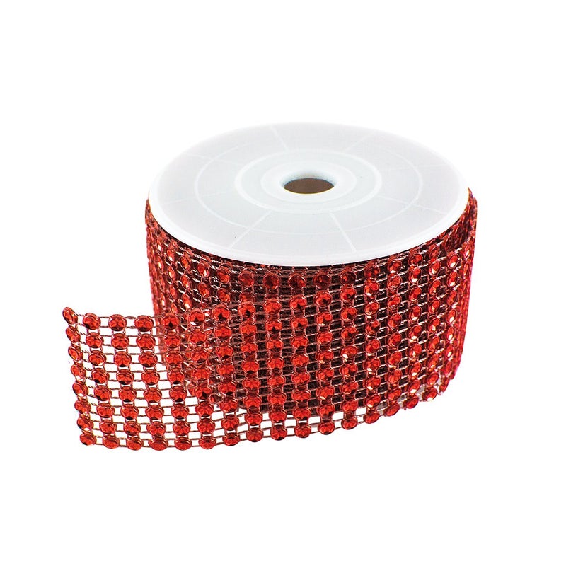 Super Z Outlet Diamond Sparkling Rhinestone Mesh Ribbon Roll for Arts  Crafts Event Decorations Wedding Cake Birthdays Baby Shower 15 x 3 Yards 8 Row 1 Roll  Red