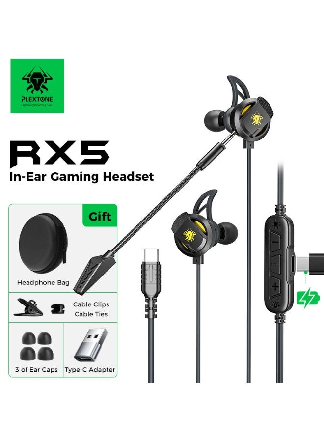 بليكستون سماعات ألعاب نوع C من بليكس تونا RX5 داخل الأذن 2 في 1 تدعم شحن PD أثناء الاستخدام مع ميكروفون قابل للفصل وكابل بطول 1.2 م خالي من التشابك خفيف الوزن ومريح متوافق مع هواتف أندرويد والأجهزة اللوحية واللابتوبات اللون أسود - Image 3