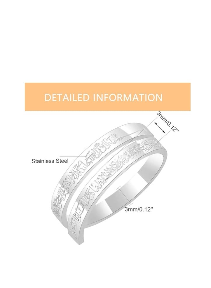 SHOWDAY Islamic Quran Ring Stainless Steel Adjustable Scripture Wrap - 3mm Engraved Muslim Jewelry for Men Women, Egyptian Arabic Faith Accessories - Image 4