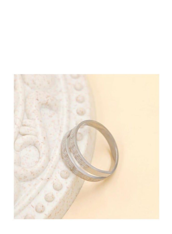 SHOWDAY Islamic Quran Ring Stainless Steel Adjustable Scripture Wrap - 3mm Engraved Muslim Jewelry for Men Women, Egyptian Arabic Faith Accessories - Image 5