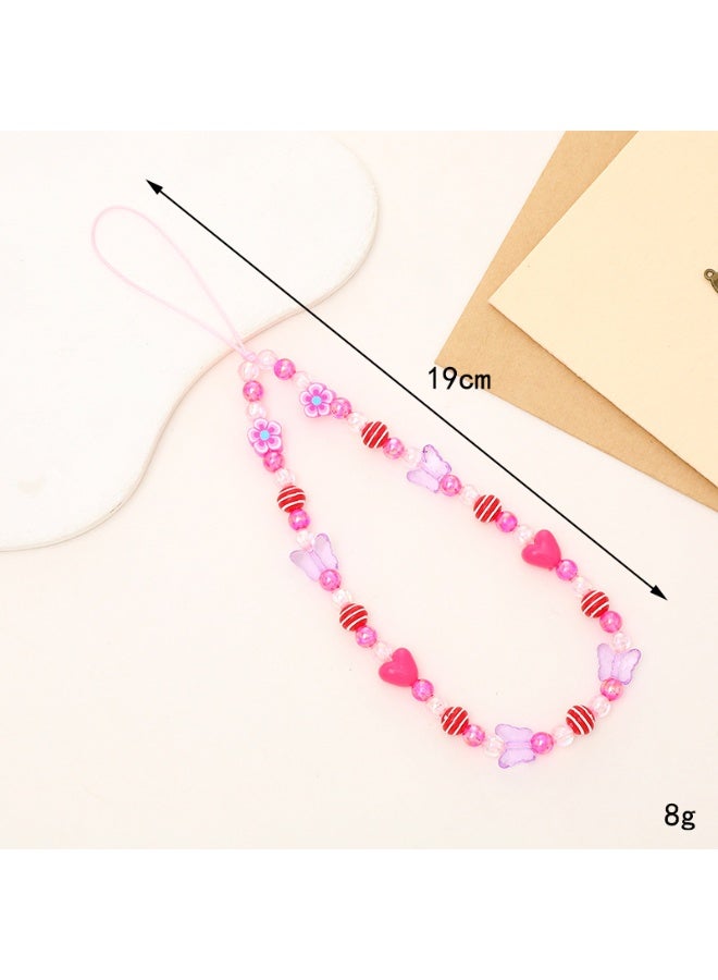 NIBEMINENT Phone Charm/ Chain Strap for Women Girls, Pearl Bow Cell Phone Case Lanyard Wrist Strap