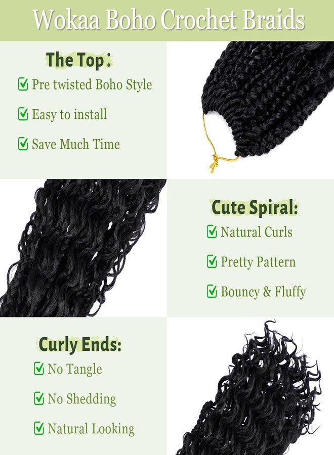 Dorsanee Goddess Box Braids Crochet Hair for Woman 12 Inch 7 Packs Short Pre-looped Crochet Box Braids Curly Ends Bohemian Hippie Braids Synthetic Braiding Hair Extension Natural Black 1B - Image 4