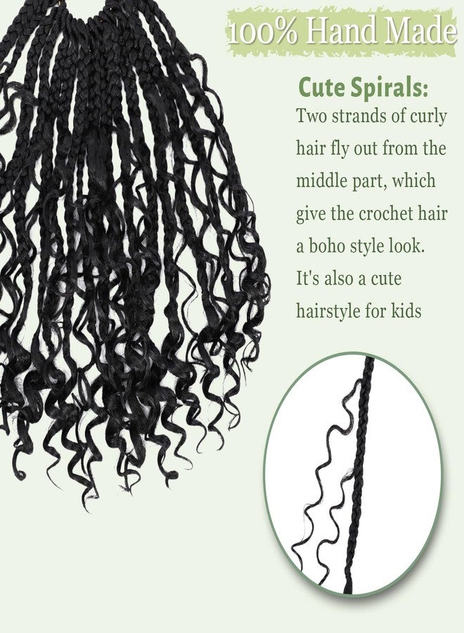 Dorsanee Goddess Box Braids Crochet Hair for Woman 12 Inch 7 Packs Short Pre-looped Crochet Box Braids Curly Ends Bohemian Hippie Braids Synthetic Braiding Hair Extension Natural Black 1B - Image 5
