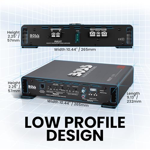BOSS Audio Systems R1100M Monoblock Car Amplifier - 1100 High Output, 2-8 Ohm Stable, Low/High Level Inputs, Low Pass Crossover, MOSFET Power Supply - Image 2