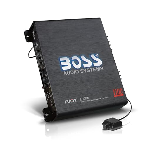 BOSS Audio Systems R1100M Monoblock Car Amplifier - 1100 High Output, 2-8 Ohm Stable, Low/High Level Inputs, Low Pass Crossover, MOSFET Power Supply - Image 1