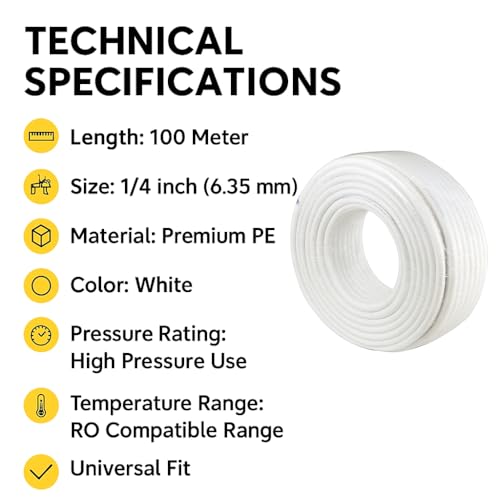 Dwiza Enterprise RO Water Purifier 1/4 Inch – 100 Meter | Food Grade PE Tubing | High Pressure Leak Proof RO | Flexible Durable Water Line Pipe for RO Purifier, Dispenser, Refrigerator – Universal Fit [100 Meter] - Image 2