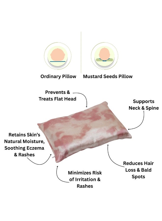 Silk Me 100% Pure Mulberry Silk Mustard Seeds Pillow 22 Momme - Baby Head Shaping Pillow - Detachable Seeds Attachment - Prevents Bald Spots, Hair Loss & Knotting - 0-12 Months (Pink Sky) - Image 4