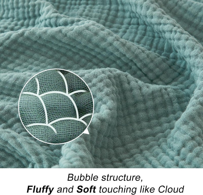 EMME Muslin Throw Blankets for Couch 150 x 200cm Breathable Gauze All Season Soft and Lightweight Pre-Washed Cotton Blanket, Teal - Image 2