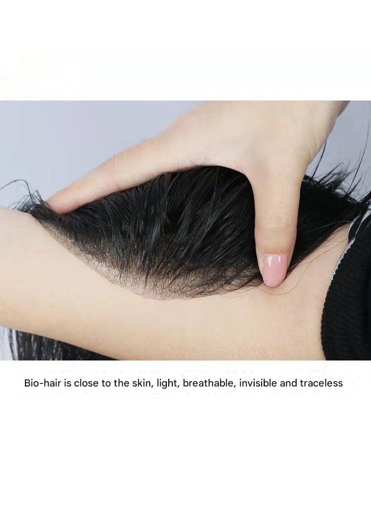 Estelle Men Forehead Hairline Toupee ,100% Human Hair Skin PU Man Hairpieces ,Frontal Hair Topper for Receding Natural Hairline Replacement Systems  - Image 5